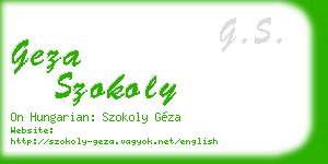 geza szokoly business card